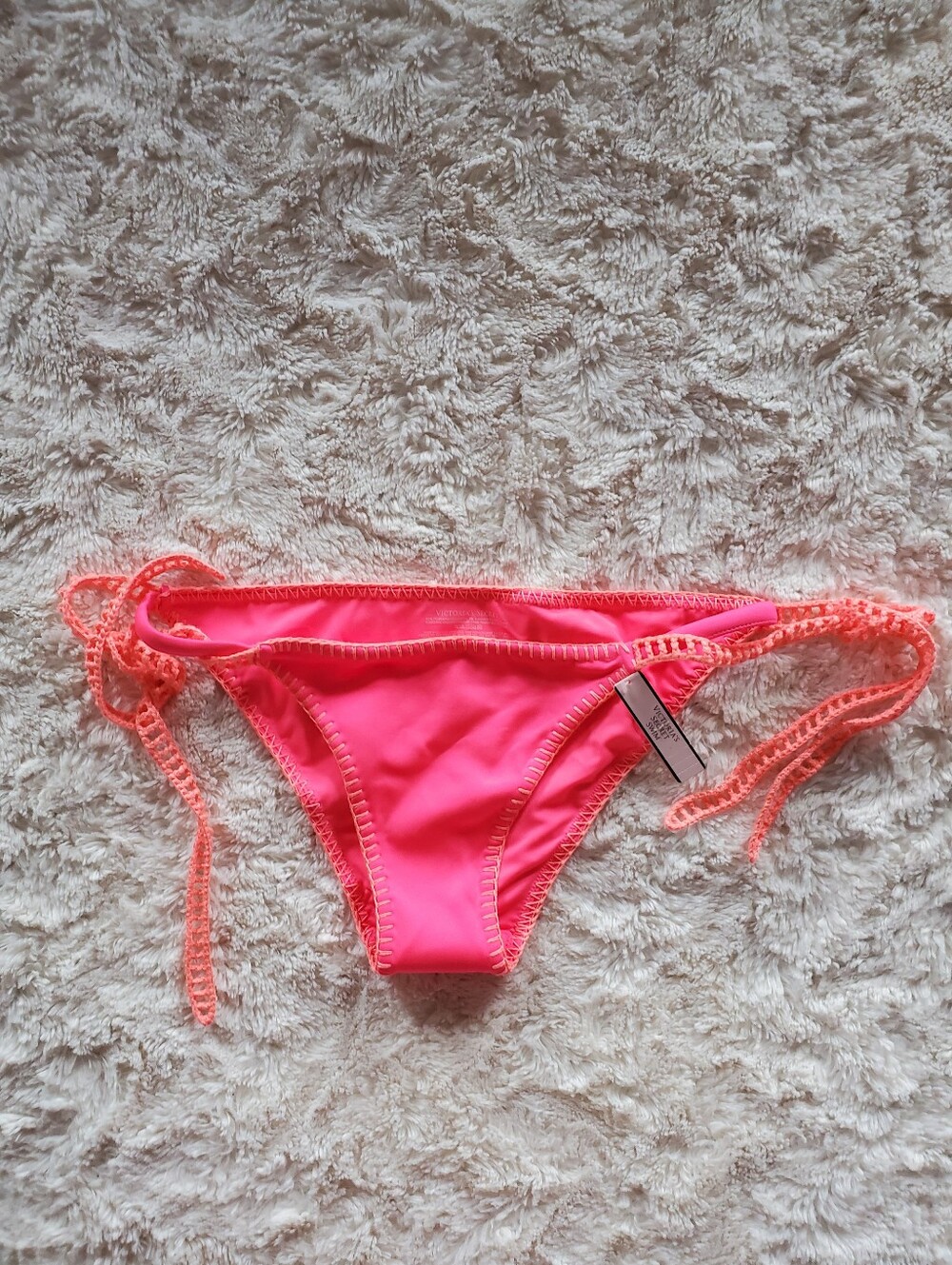 Victoria's Secret Hot Pink Crochet Trim Bikini Bottom